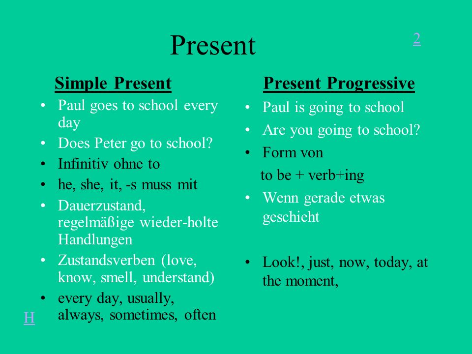Present Simple Present Present Progressive