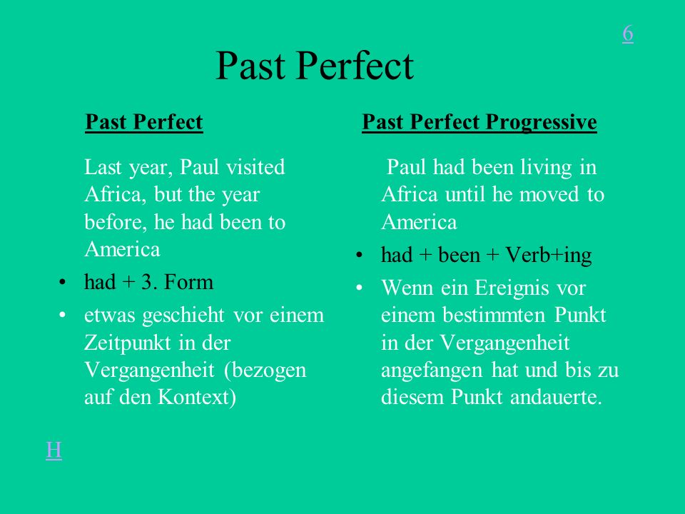 Past Perfect Past Perfect Past Perfect Progressive