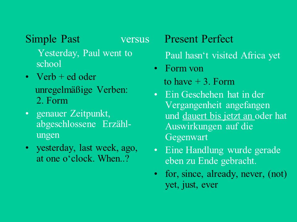 Simple Past versus Present Perfect