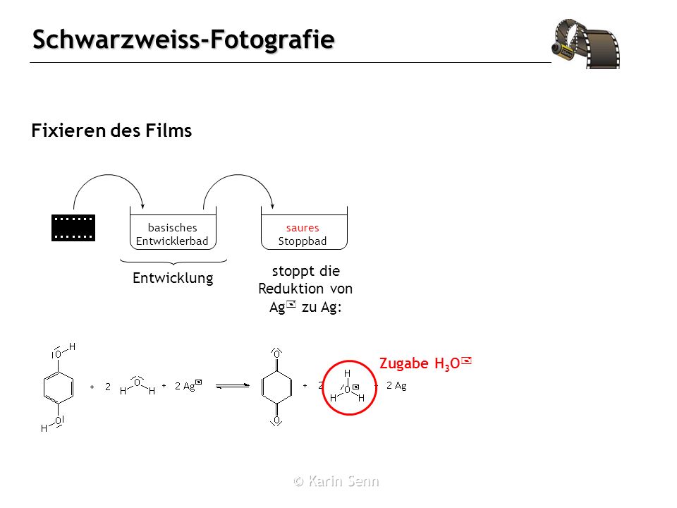 Fixieren des Films stoppt die Reduktion von Ag+ zu Ag: Entwicklung