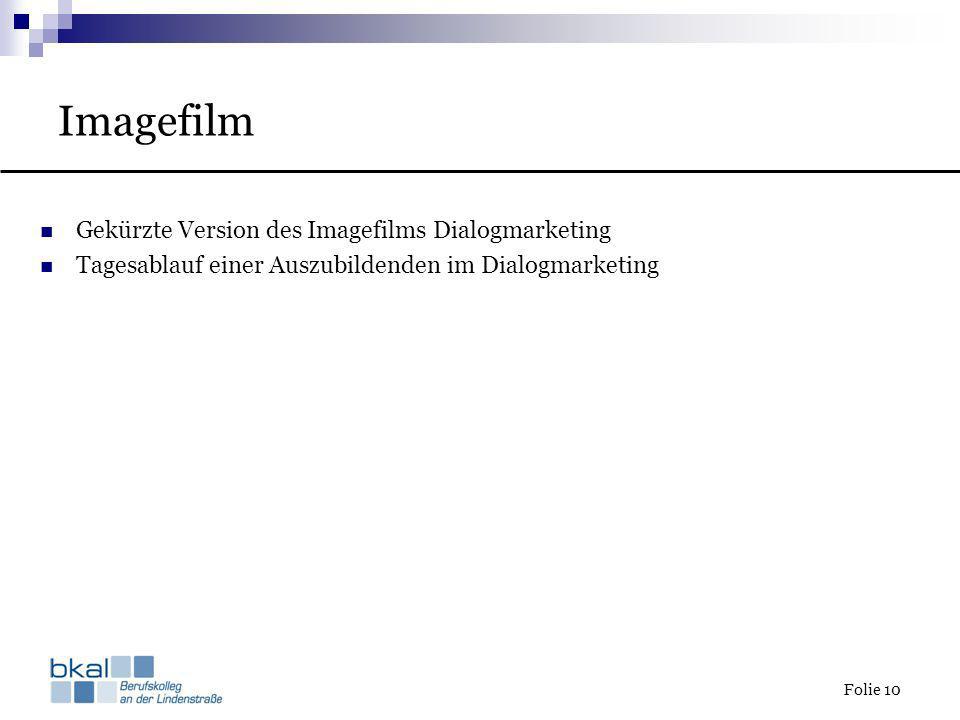 Imagefilm Gekürzte Version des Imagefilms Dialogmarketing
