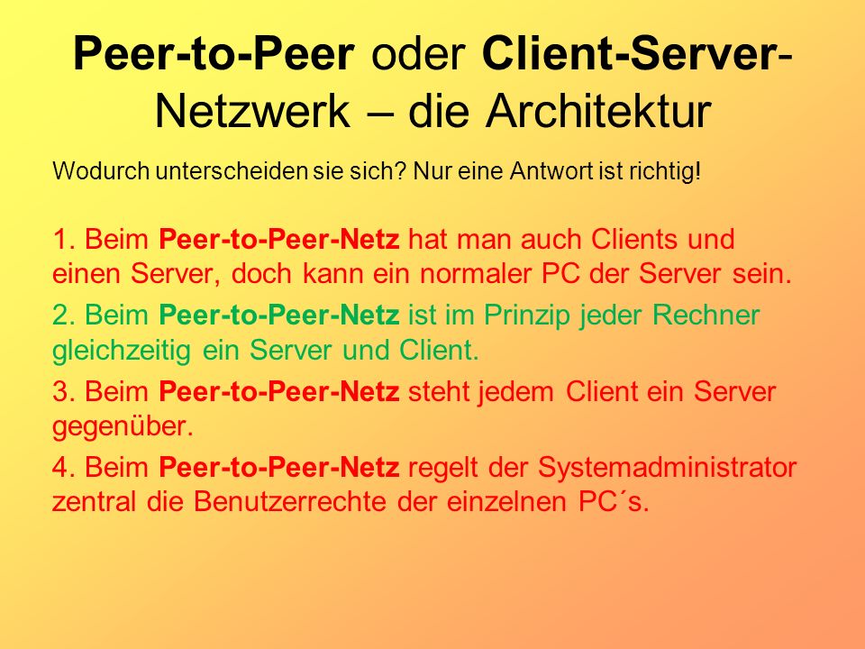 Peer-to-Peer oder Client-Server-Netzwerk – die Architektur
