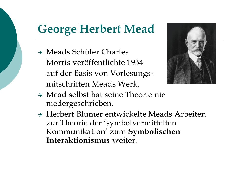 George Herbert Mead Meads Schüler Charles Morris veröffentlichte 1934