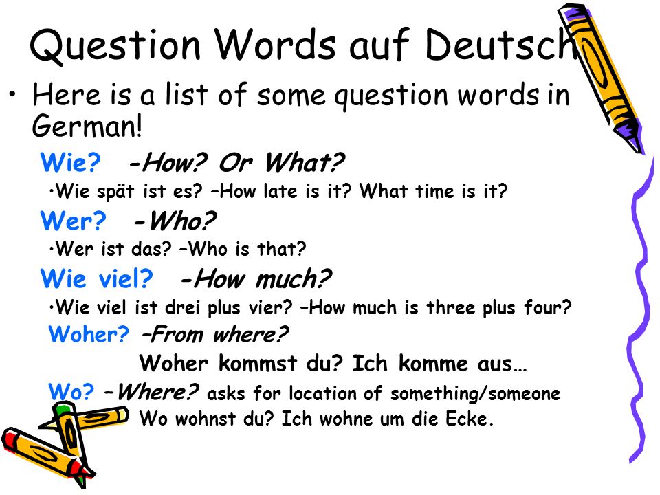 Question Words auf Deutsch