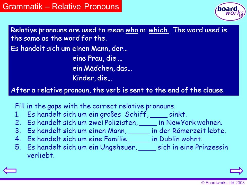 Grammatik – Relative Pronouns