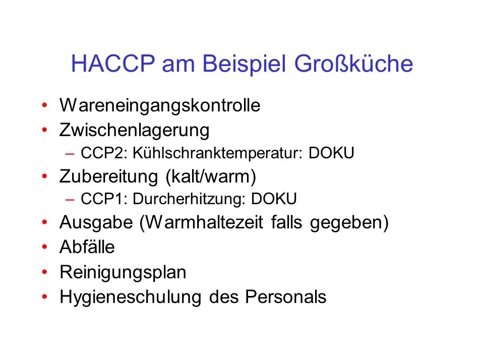 HACCP am Beispiel Großküche
