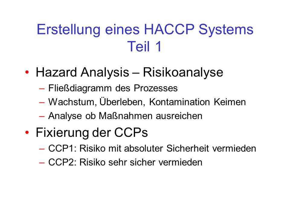 Erstellung eines HACCP Systems Teil 1