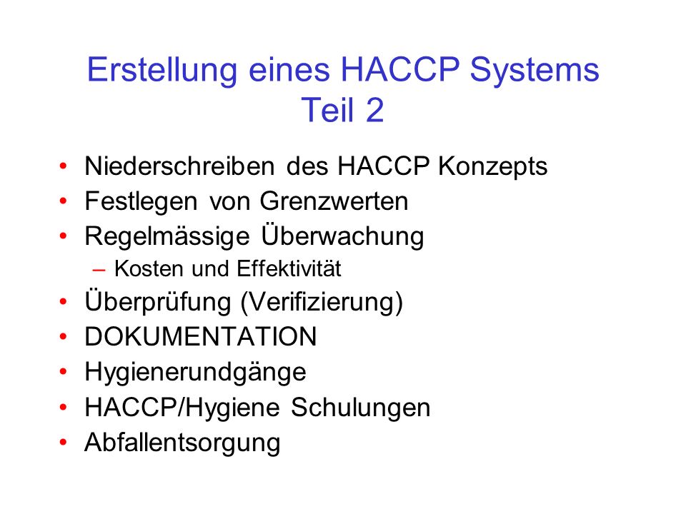 Erstellung eines HACCP Systems Teil 2