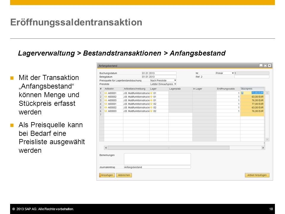 Eröffnungssaldentransaktion