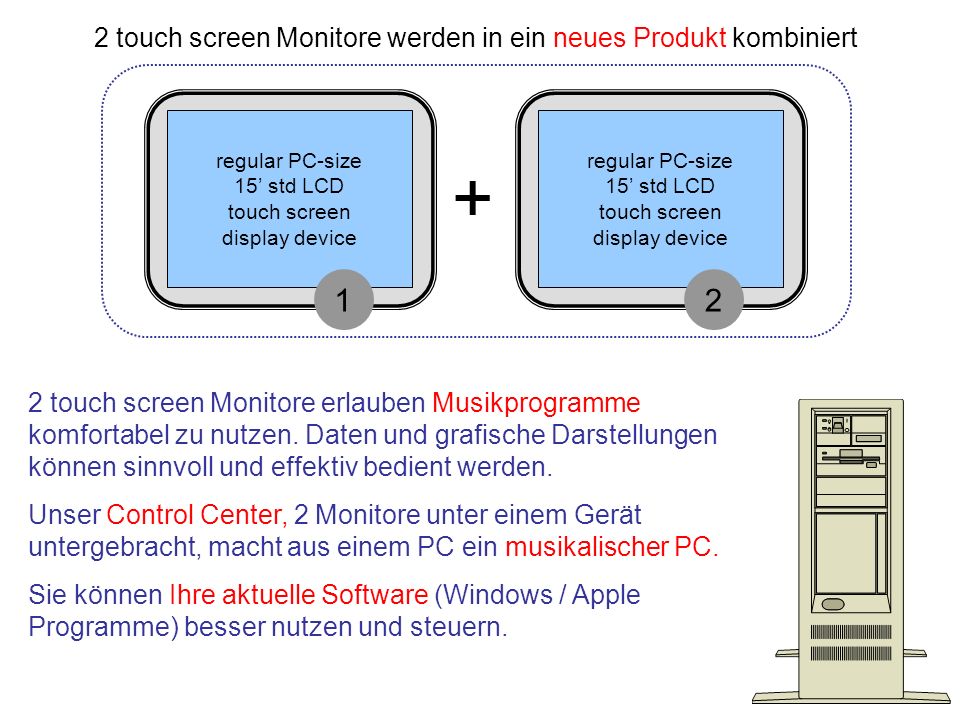 2 touch screen Monitore werden in ein neues Produkt kombiniert