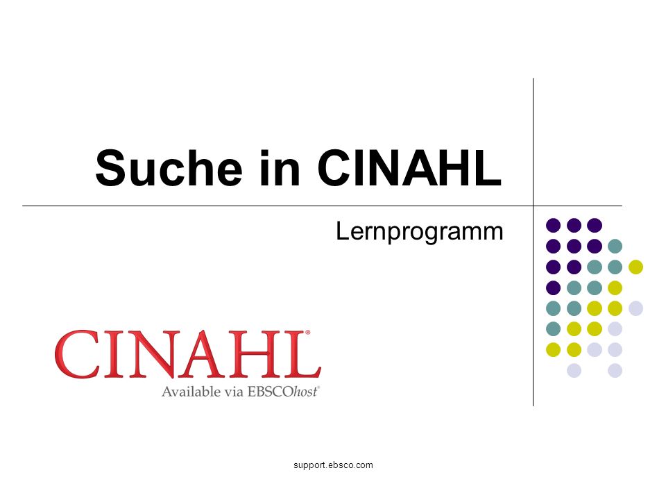 Suche in CINAHL Lernprogramm support.ebsco.com
