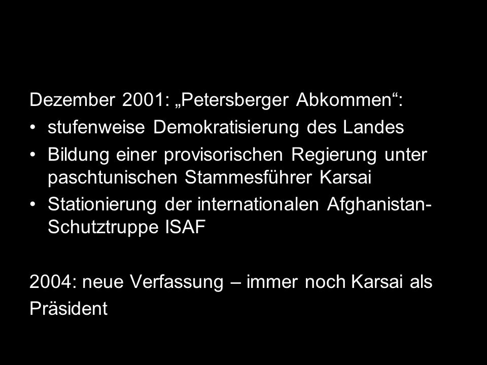 Dezember 2001: „Petersberger Abkommen :