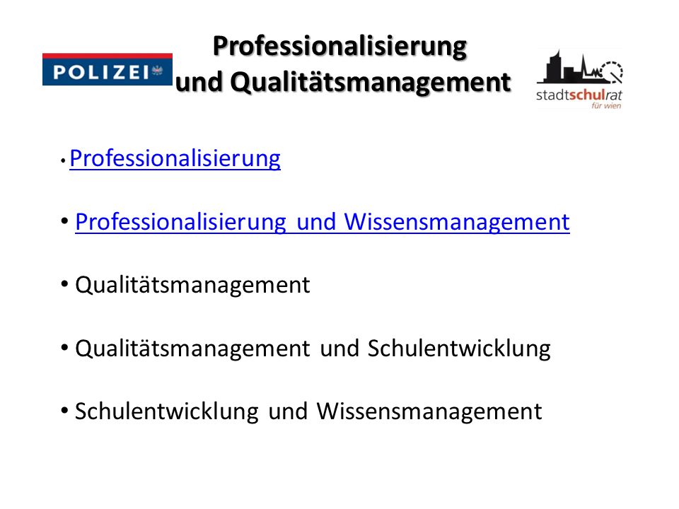 Professionalisierung und Qualitätsmanagement