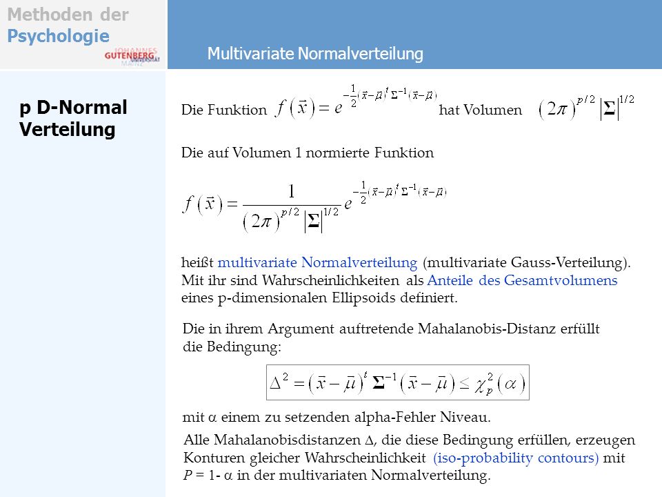 p D-Normal Verteilung Multivariate Normalverteilung Die Funktion