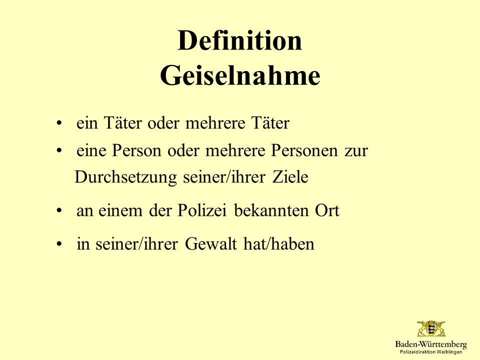 Definition Geiselnahme