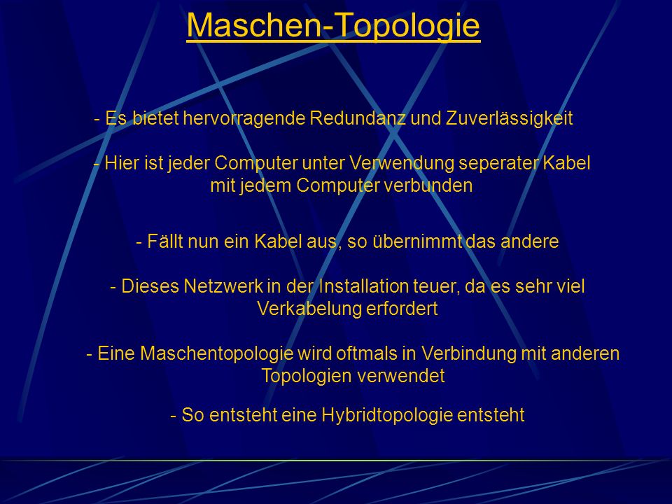 Maschen-Topologie - Es bietet hervorragende Redundanz und Zuverlässigkeit.
