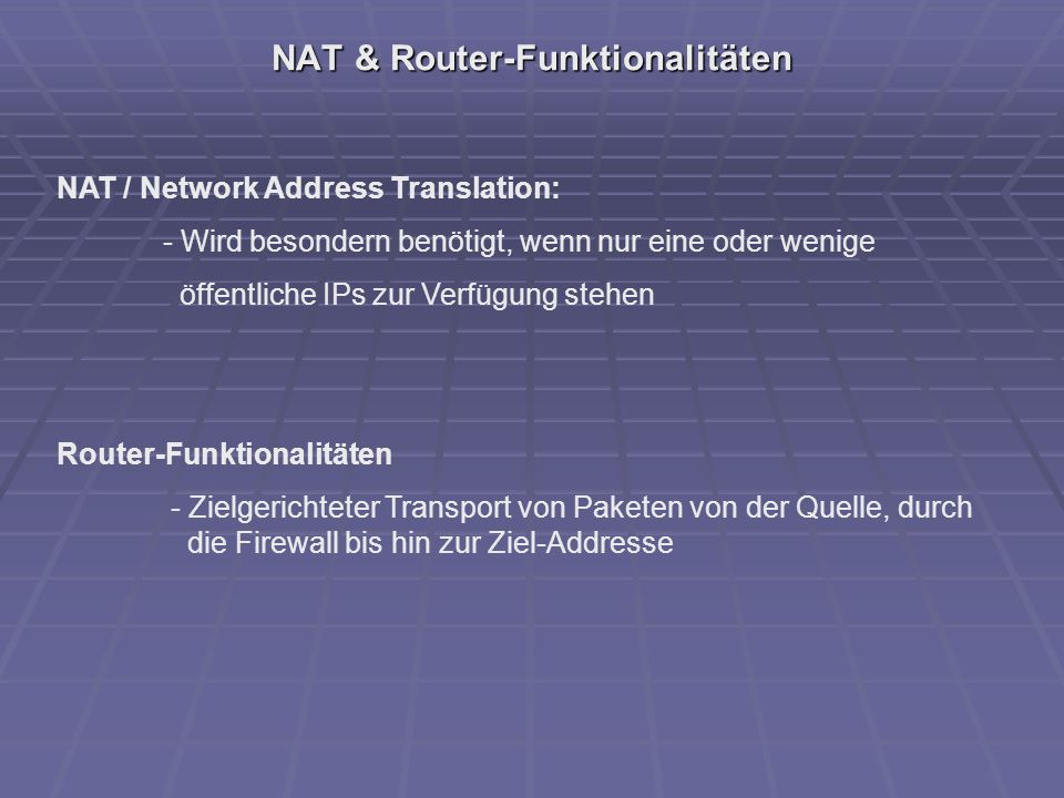NAT & Router-Funktionalitäten