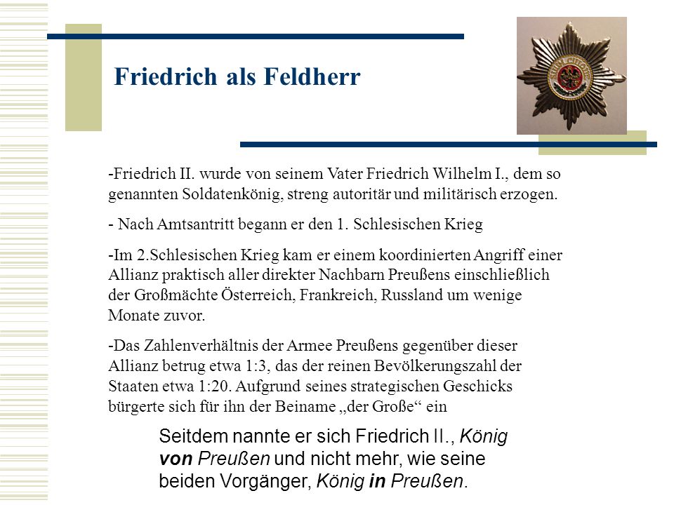 Friedrich als Feldherr