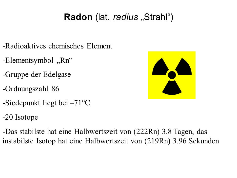 Radon (lat. radius „Strahl )