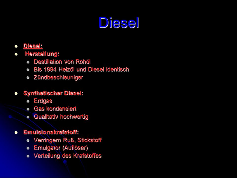 Diesel Diesel: Herstellung: Destillation von Rohöl