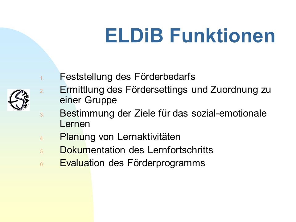 ELDiB Funktionen Feststellung des Förderbedarfs