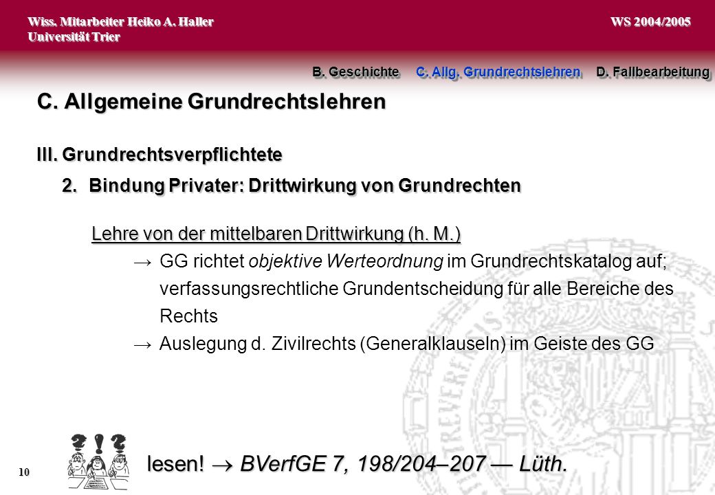 lesen!  BVerfGE 7, 198/204–207 — Lüth.