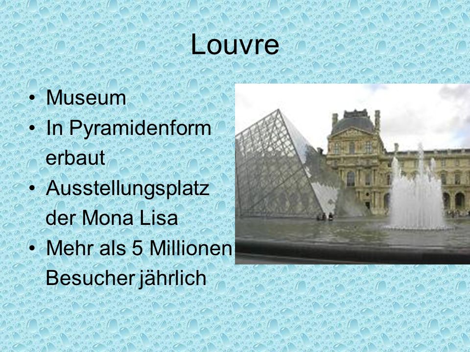 Louvre Museum In Pyramidenform erbaut Ausstellungsplatz der Mona Lisa
