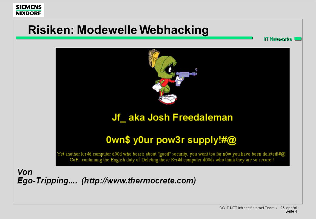 Risiken: Modewelle Webhacking