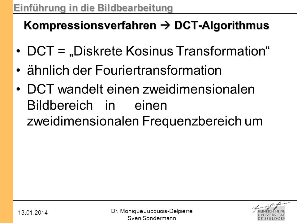 Kompressionsverfahren  DCT-Algorithmus