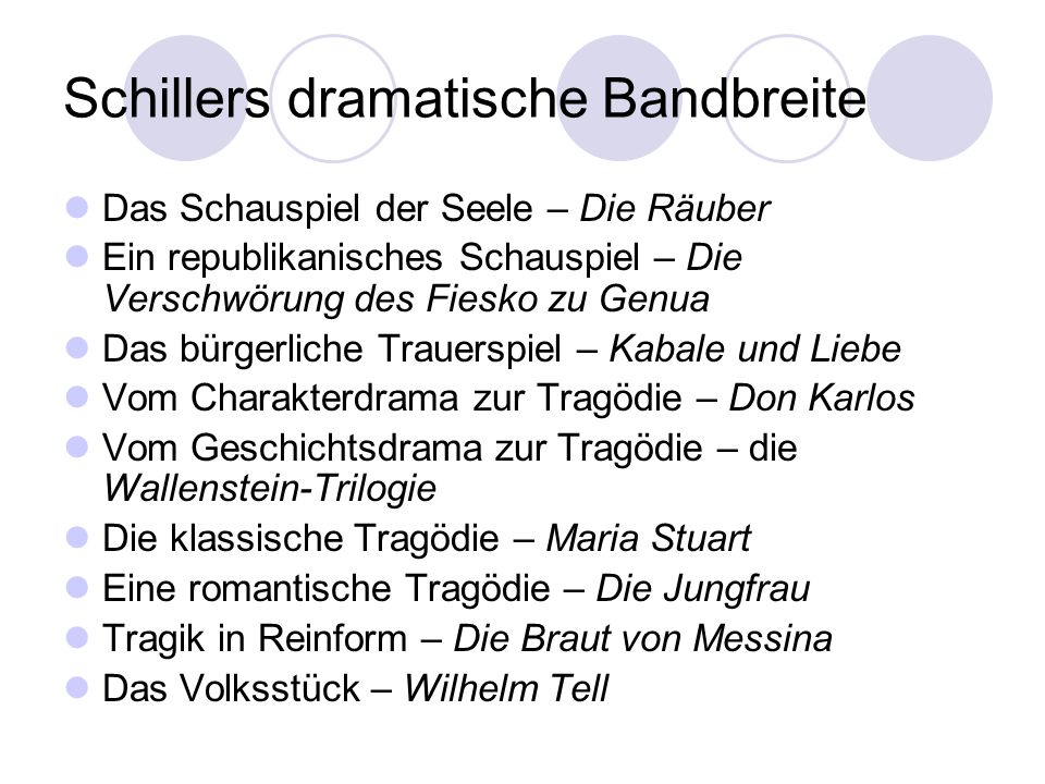 Schillers dramatische Bandbreite