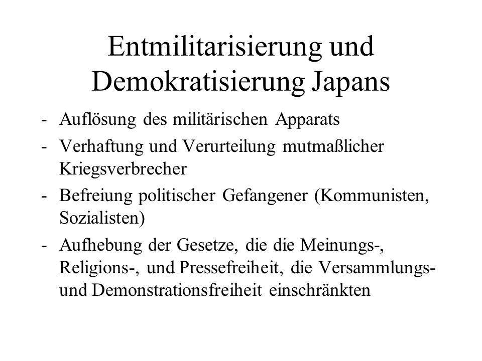 Entmilitarisierung und Demokratisierung Japans