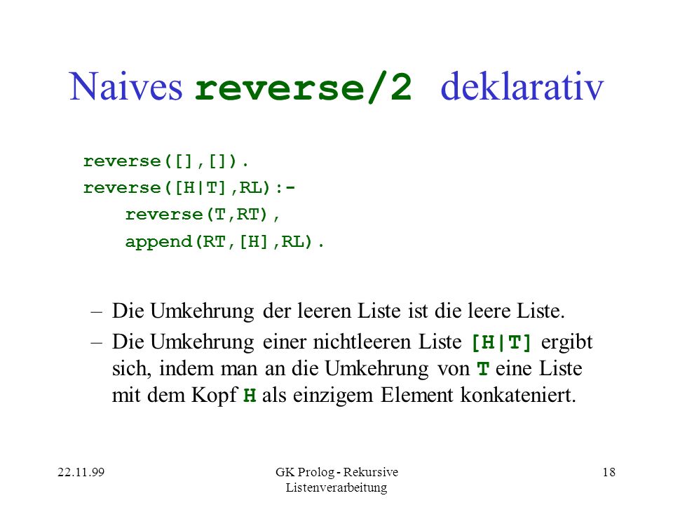 Naives reverse/2 deklarativ