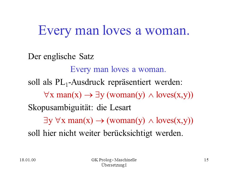 Every man loves a woman. Der englische Satz Every man loves a woman.