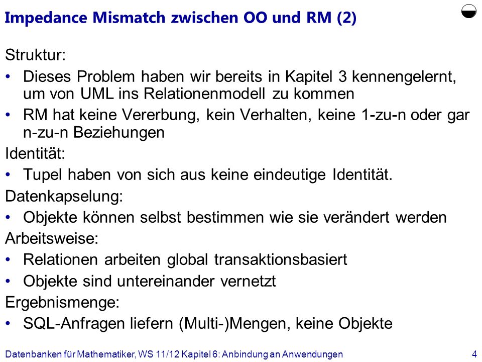 Impedance Mismatch zwischen OO und RM (2)