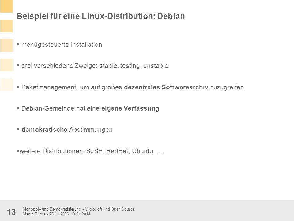Beispiel für eine Linux-Distribution: Debian
