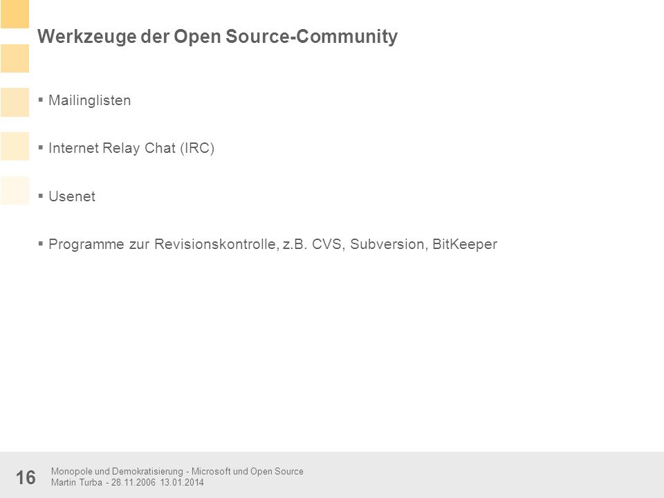 Werkzeuge der Open Source-Community
