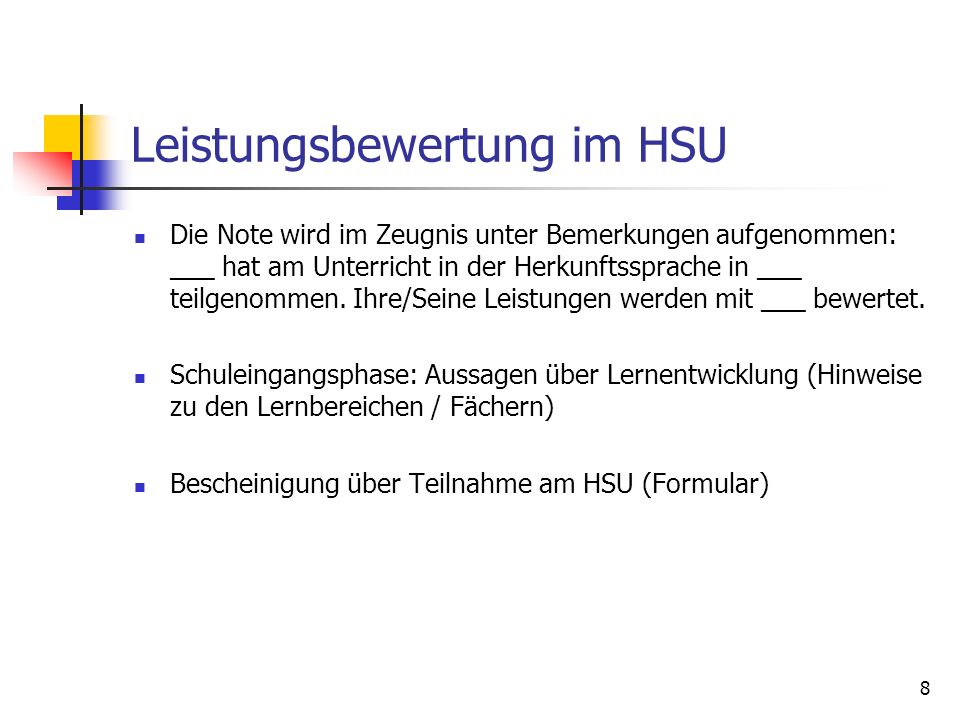 Leistungsbewertung im HSU