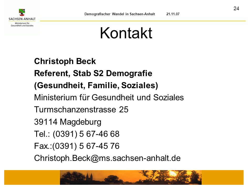 Kontakt Christoph Beck Referent, Stab S2 Demografie