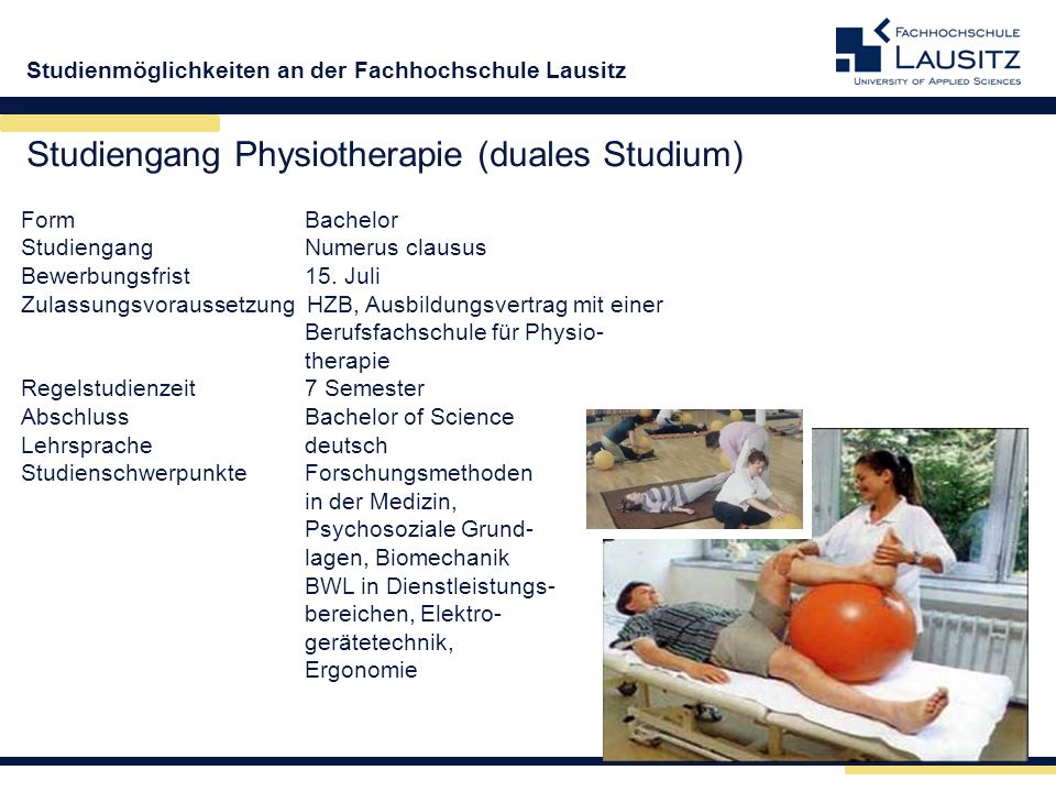 Studiengang Physiotherapie (duales Studium)