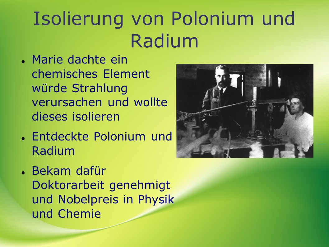 Isolierung von Polonium und Radium
