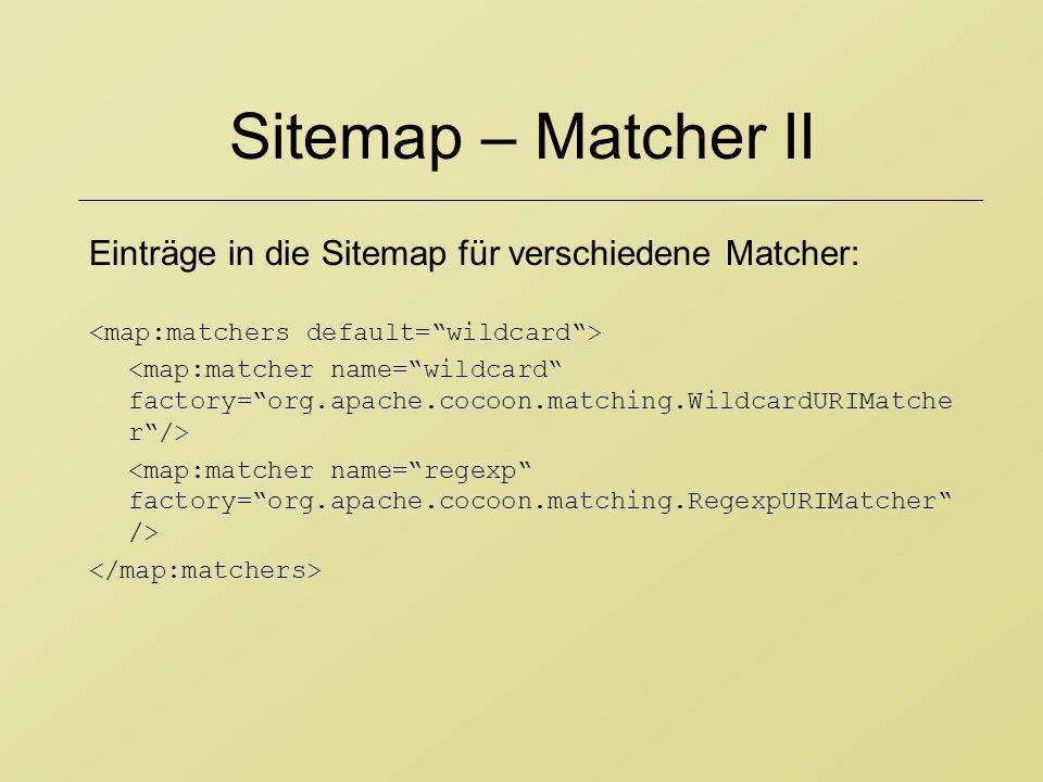 Sitemap – Matcher II Einträge in die Sitemap für verschiedene Matcher: