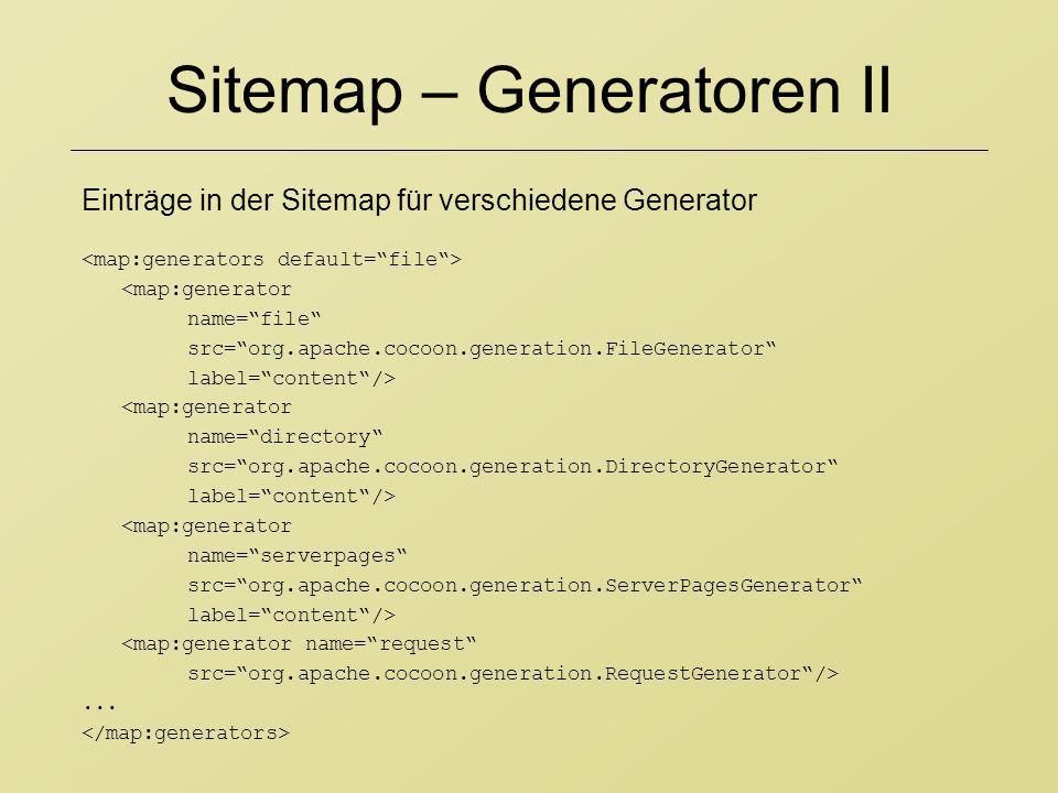 Sitemap – Generatoren II