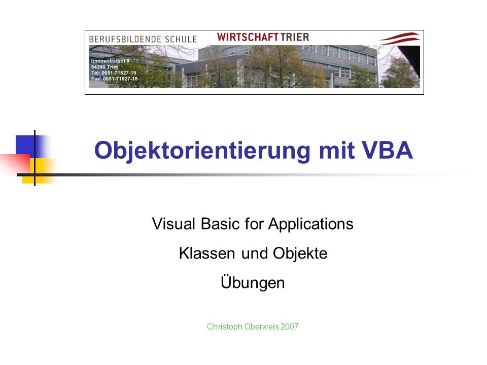 Objektorientierung mit VBA
