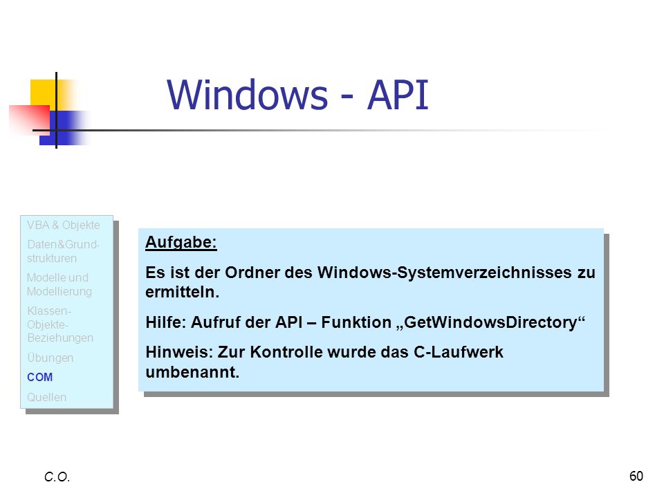 Windows - API VBA & Objekte. Daten&Grund-strukturen. Modelle und Modellierung. Klassen-Objekte- Beziehungen.