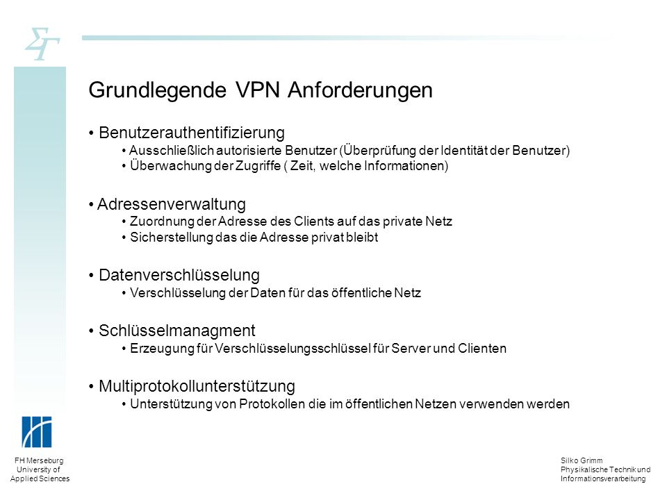 Grundlegende VPN Anforderungen