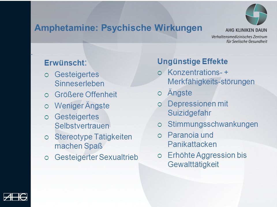 Amphetamine: Psychische Wirkungen