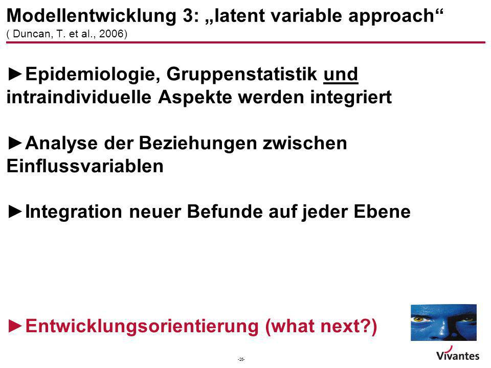 Modellentwicklung 3: „latent variable approach ( Duncan, T. et al