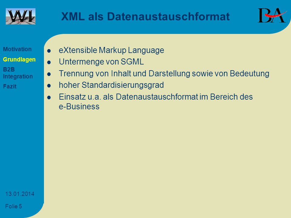 XML als Datenaustauschformat