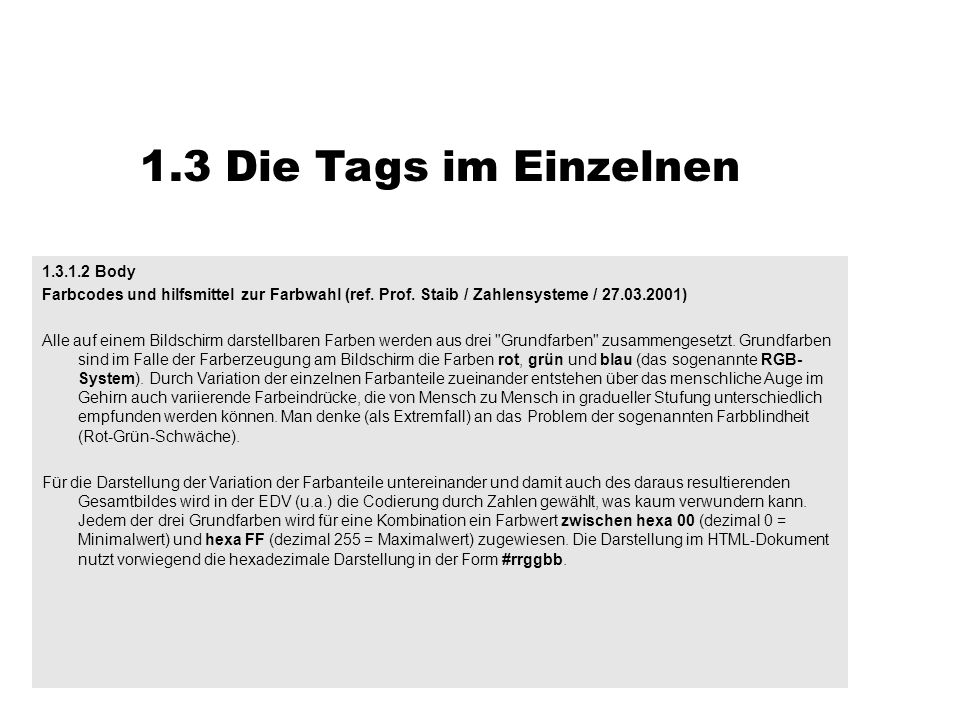 1.3 Die Tags im Einzelnen Body