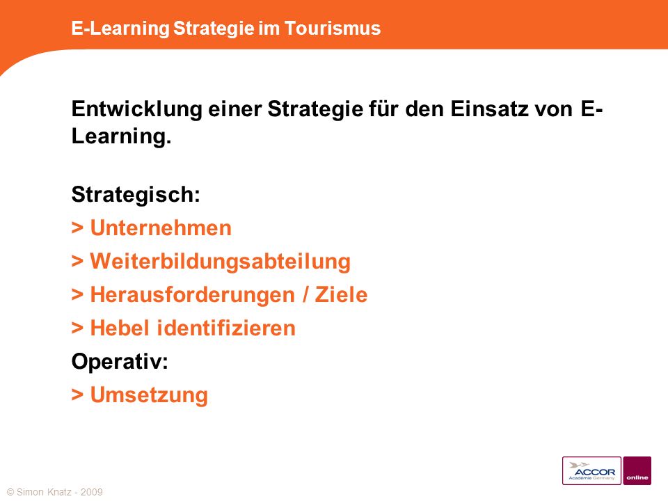 E-Learning Strategie im Tourismus
